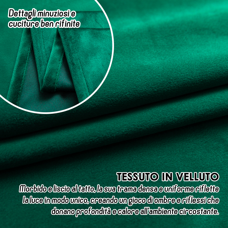 TENDA ADELAIDE OSCURANTE IN VELLUTO 2X70X240CM VERDE