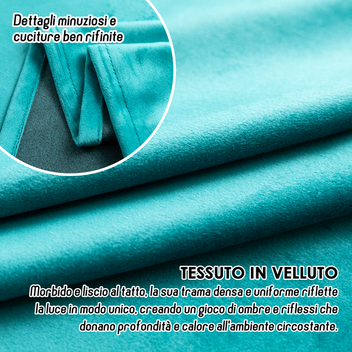 TENDA ADELAIDE OSCURANTE IN VELLUTO 1 PANNELLO 140X150CM TURCHESE
