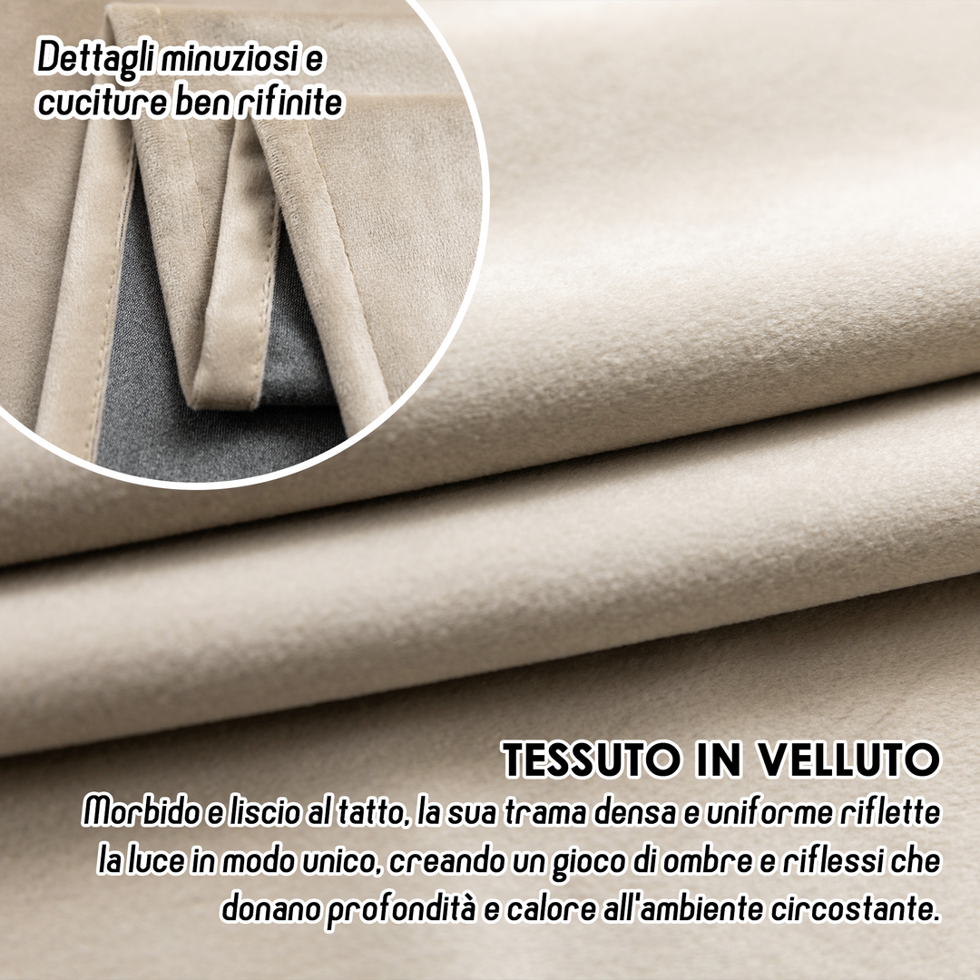 TENDA ADELAIDE OSCURANTE IN VELLUTO 2X55X220CM TORTORA