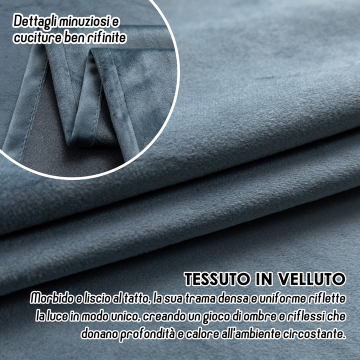 TENDA ADELAIDE OSCURANTE IN VELLUTO 2X70X220CM GRIGIO