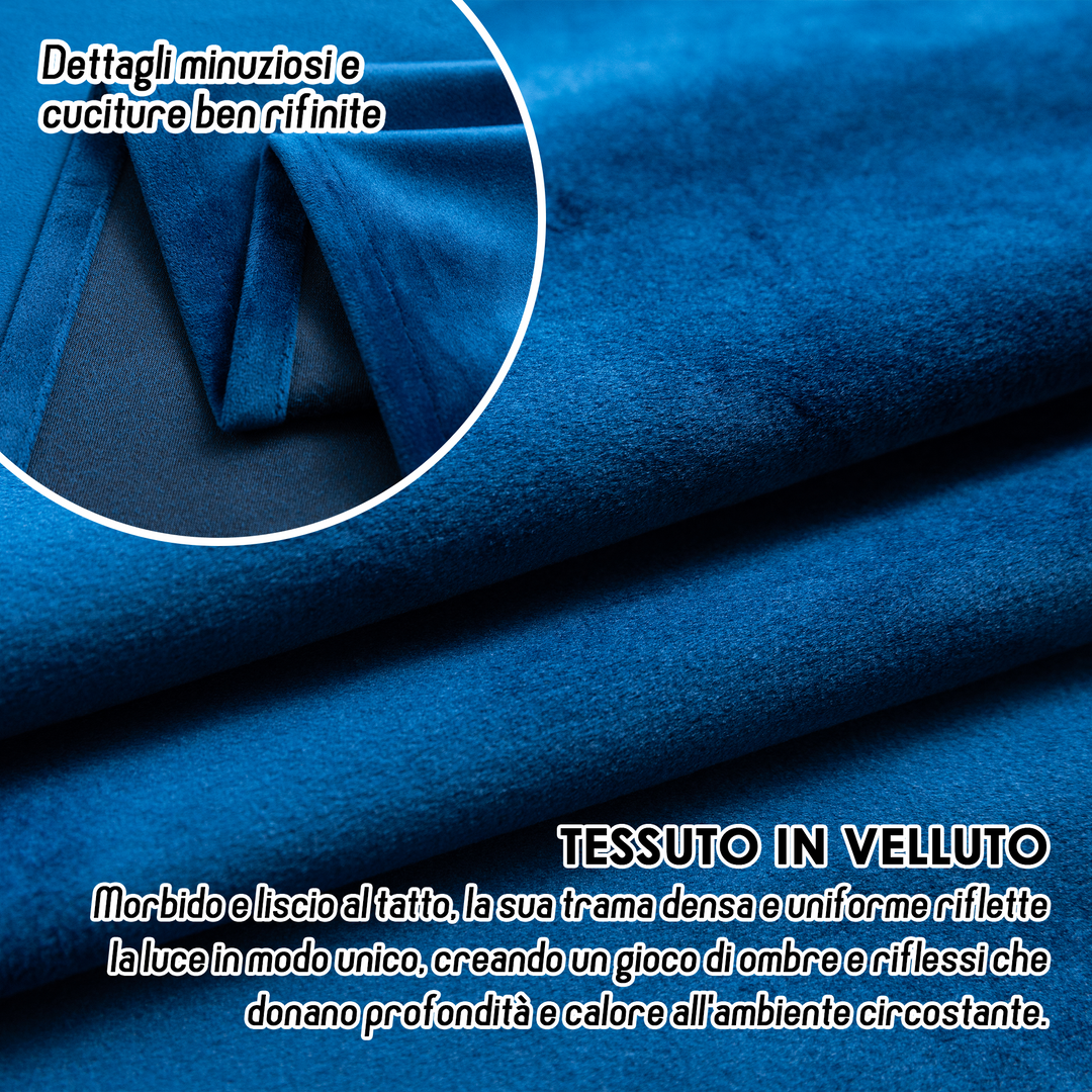 TENDA ADELAIDE OSCURANTE IN VELLUTO 2X70X240CM BLU