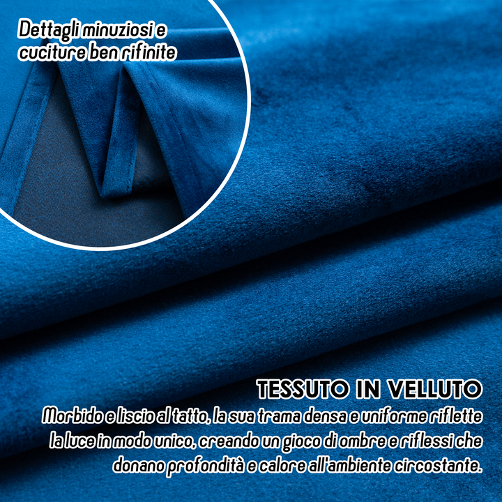 TENDA ADELAIDE OSCURANTE IN VELLUTO 2X70X150CM BLU