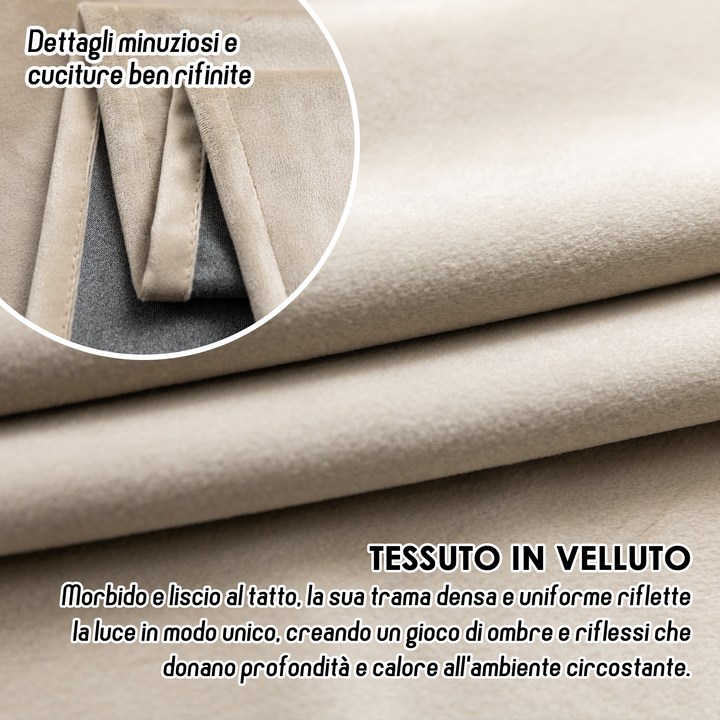 TENDA ADELAIDE OSCURANTE IN VELLUTO 1 PANNELLO 140X240CM TORTORA