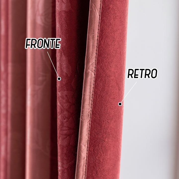 TENDA OSCURANTE MOTIVO ROSE TONO SU TONO 1 PANNELLO 140X285CM BORDEAUX