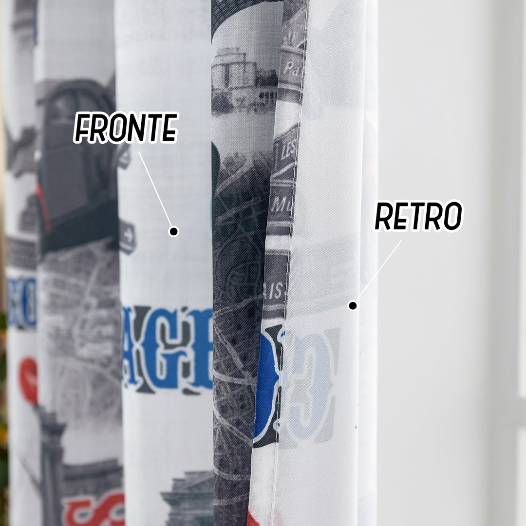 TENDA SEMI COPRENTE STAMPA VINTAGE 1 PANNELLO 140X280CM PARIGI