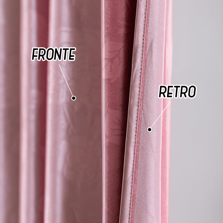 TENDA OSCURANTE MOTIVO ROSE TONO SU TONO 1 PANNELLO 140X285CM ROSA