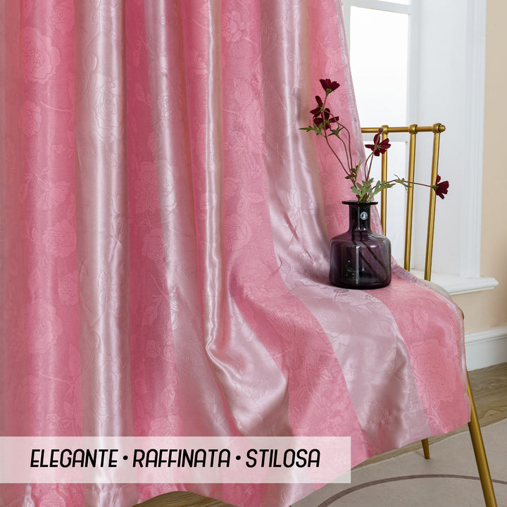 TENDA OSCURANTE MOTIVO ROSE TONO SU TONO 1 PANNELLO 140X285CM ROSA