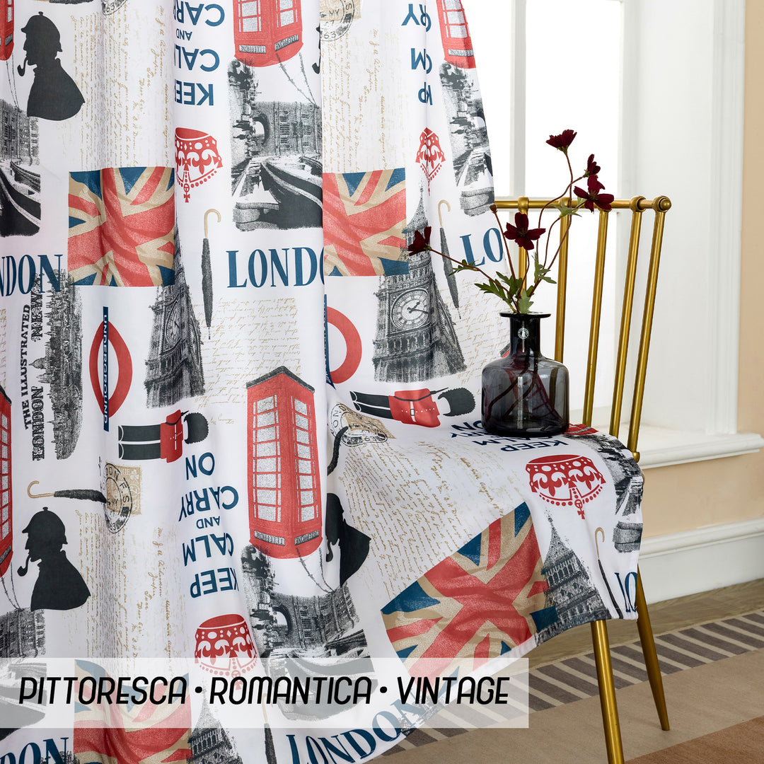 TENDA SEMI COPRENTE STAMPA VINTAGE 1 PANNELLO 140X280CM LONDRA
