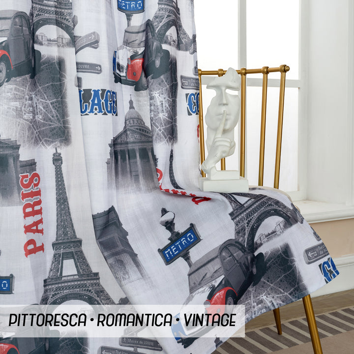 TENDA SEMI COPRENTE STAMPA VINTAGE 1 PANNELLO 140X280CM PARIGI