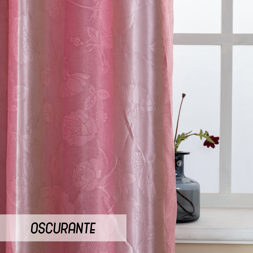 TENDA OSCURANTE MOTIVO ROSE TONO SU TONO 1 PANNELLO 140X285CM ROSA