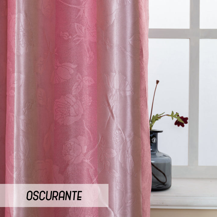 TENDA OSCURANTE MOTIVO ROSE TONO SU TONO 1 PANNELLO 140X285CM ROSA