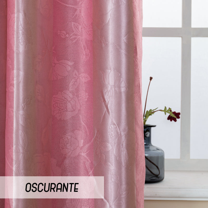 TENDA OSCURANTE MOTIVO ROSE TONO SU TONO 140X285CM ROSA