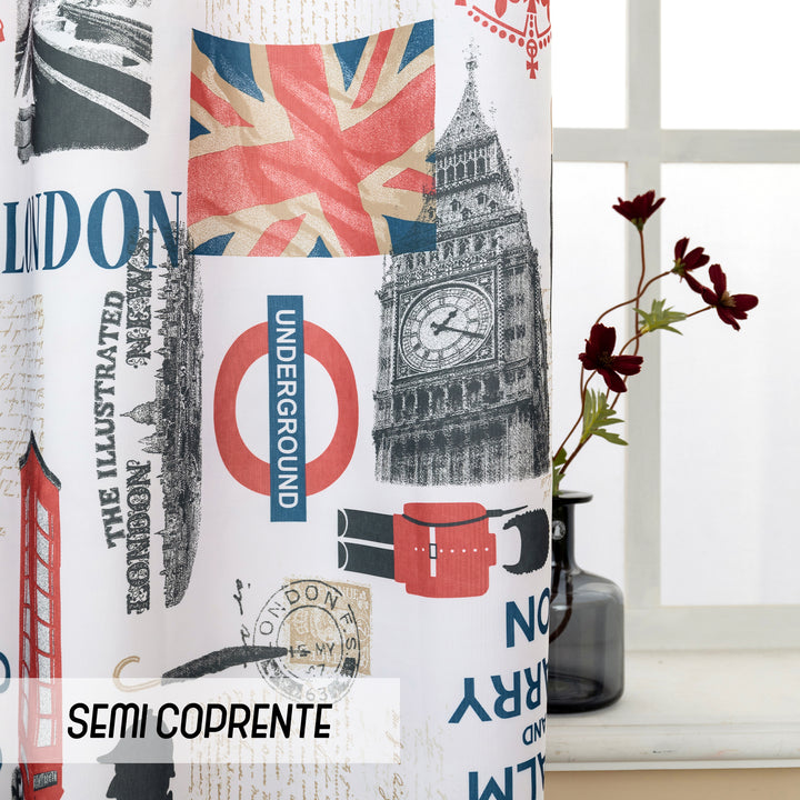 TENDA SEMI COPRENTE STAMPA VINTAGE 1 PANNELLO 140X280CM LONDRA