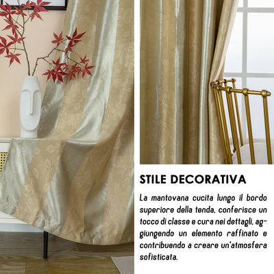 TENDA OSCURANTE MOTIVO ROSE TONO SU TONO 140X285CM ORO