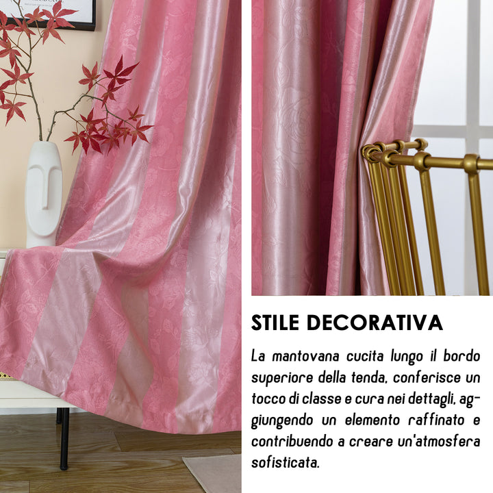 TENDA OSCURANTE MOTIVO ROSE TONO SU TONO 1 PANNELLO 140X285CM ROSA