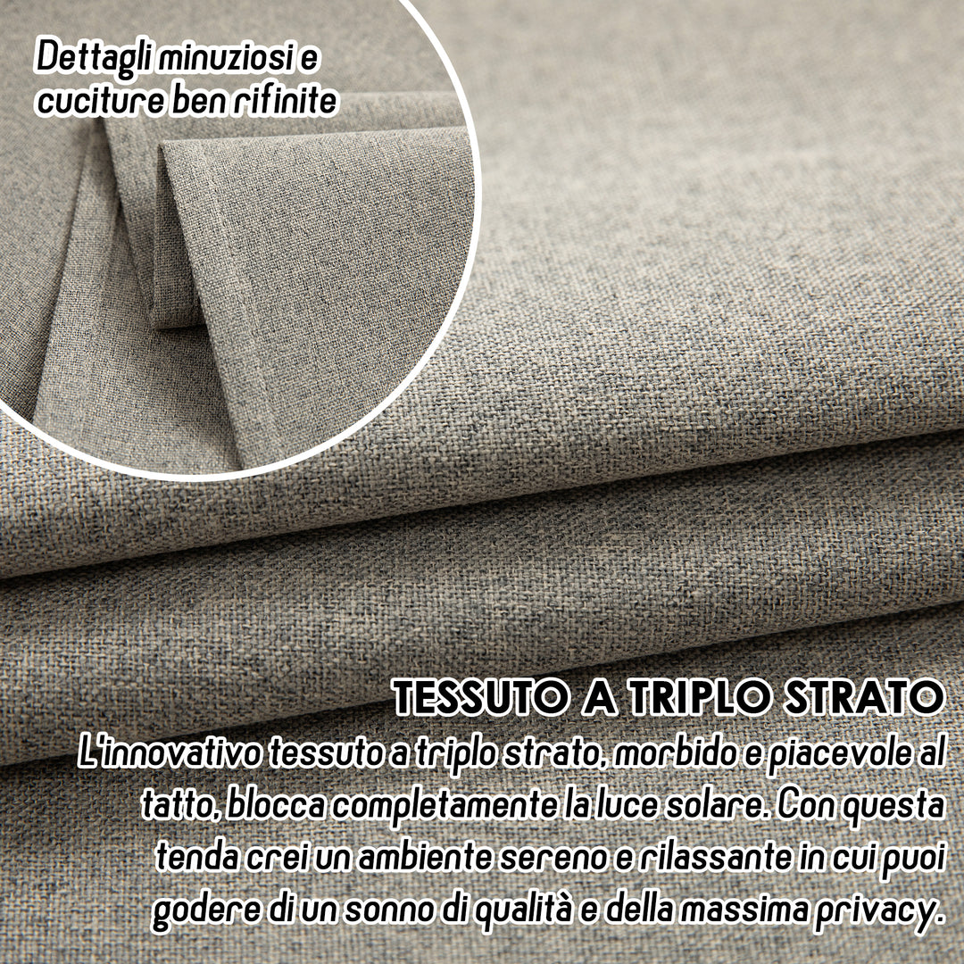 TENDA BARBADOS TOTALMENTE OSCURANTE 1 PANNELLO 140X150CM TORTORA