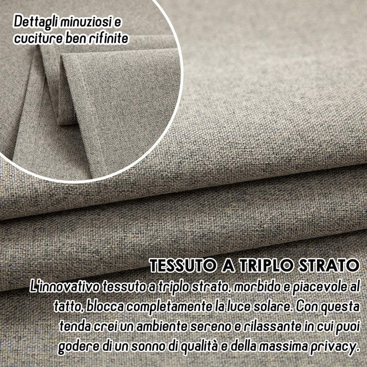TENDA BARBADOS TOTALMENTE OSCURANTE 1 PANNELLO 140X150CM TORTORA