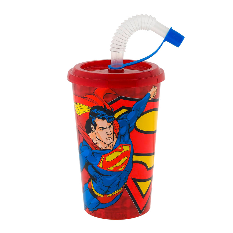 BICCHIERE CON CANNUCCIA E TAPPO 400ML SUPERMAN