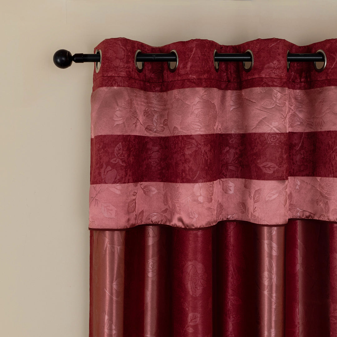 TENDA OSCURANTE MOTIVO ROSE TONO SU TONO 1 PANNELLO 140X285CM BORDEAUX