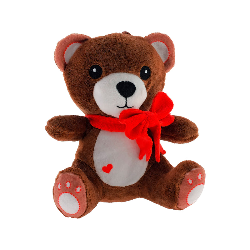 PELUCHE ORSETTO CON FIOCCO ROSSO 15CM