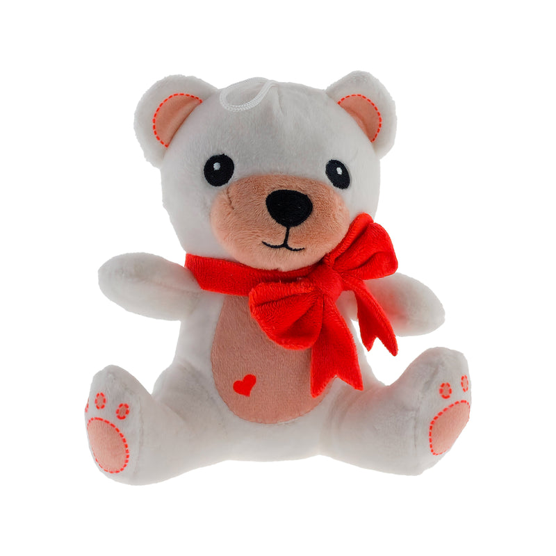 PELUCHE ORSETTO CON FIOCCO ROSSO 15CM