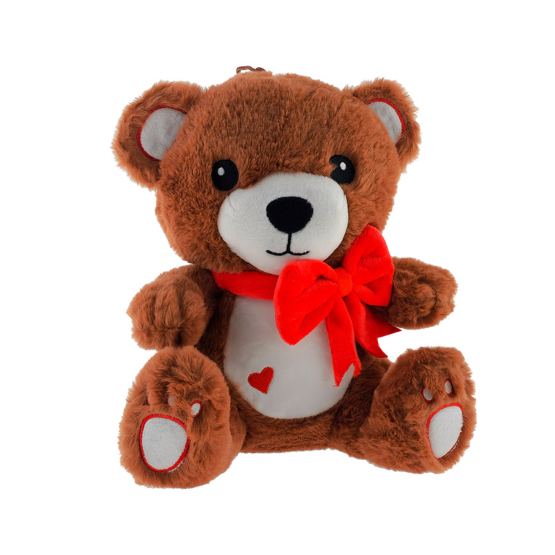 PELUCHE ORSETTO CON FIOCCO ROSSO 25CM