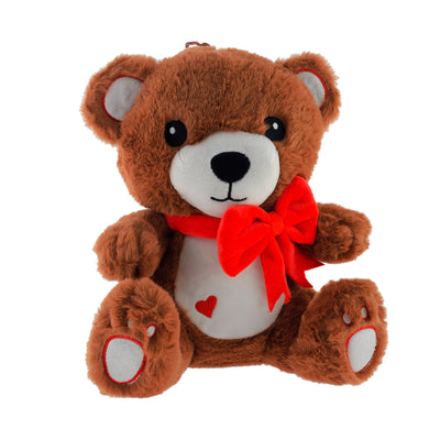 PELUCHE ORSETTO CON FIOCCO ROSSO 30CM