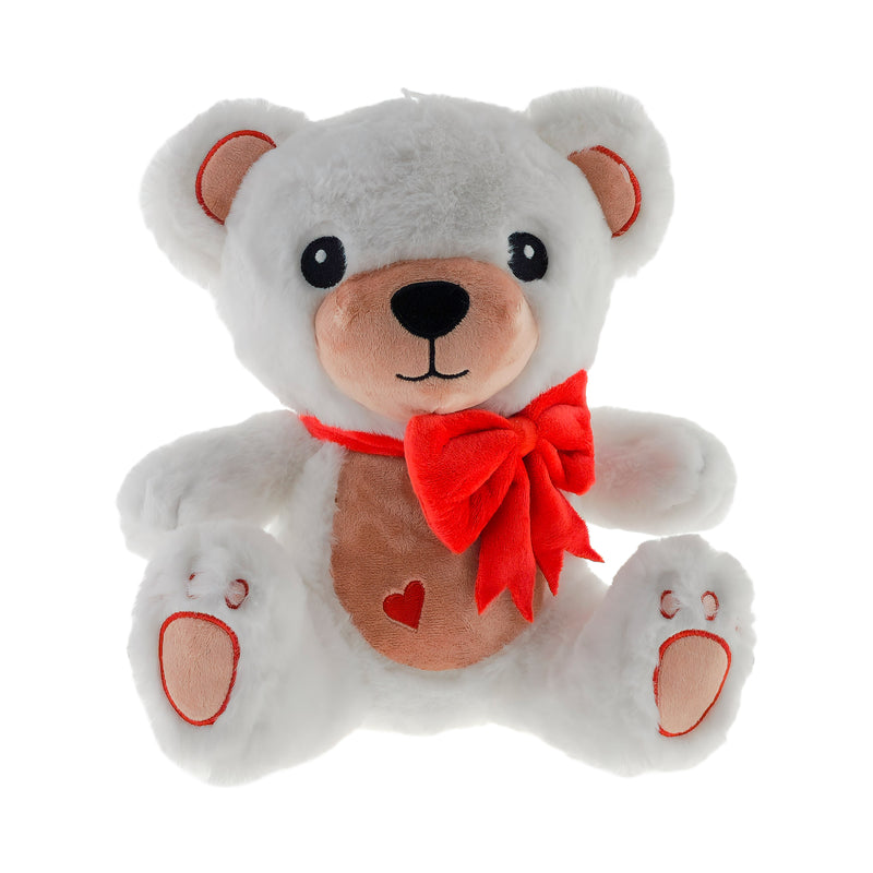 PELUCHE ORSETTO CON FIOCCO ROSSO 30CM