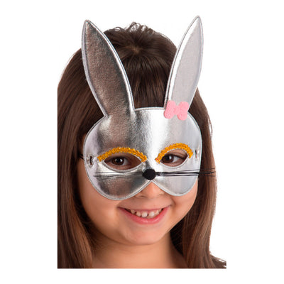 MASCHERA CONIGLIETTA ARGENTO IN TESSUTO METALLIZZATO