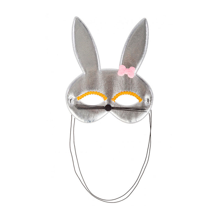 MASCHERA CONIGLIETTA ARGENTO IN TESSUTO METALLIZZATO