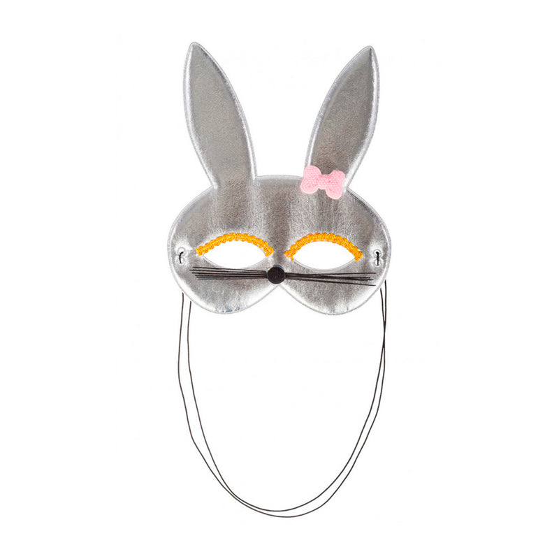 MASCHERA CONIGLIETTA ARGENTO IN TESSUTO METALLIZZATO