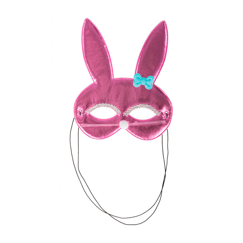 MASCHERA CONIGLIETTA ROSA IN TESSUTO METALLIZZATO