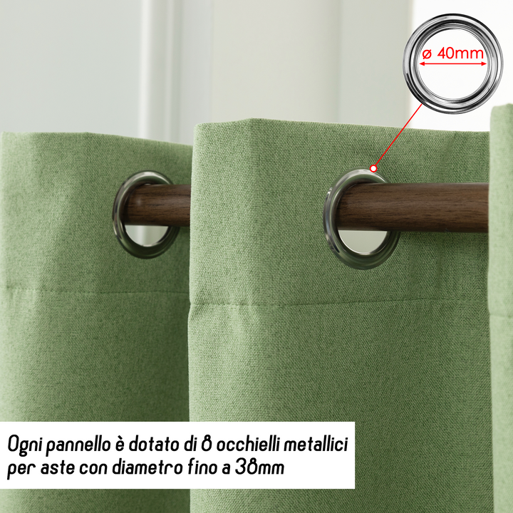 TENDA BARBADOS TOTALMENTE OSCURANTE 1 PANNELLO 140X150CM VERDE