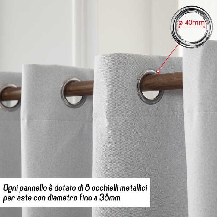 TENDA BARBADOS TOTALMENTE OSCURANTE 1 PANNELLO 140X240CM BIANCO FUMO