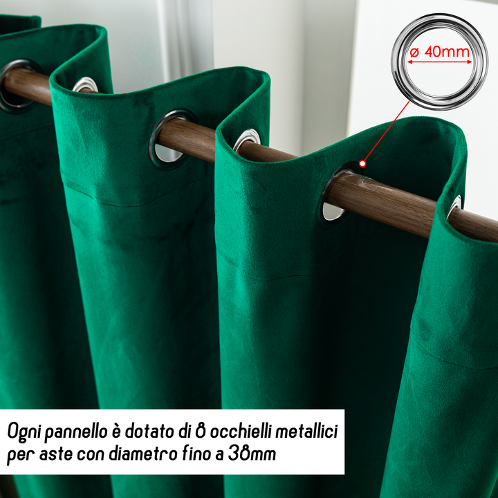 TENDA ADELAIDE OSCURANTE IN VELLUTO 1 PANNELLO 140X150CM VERDE