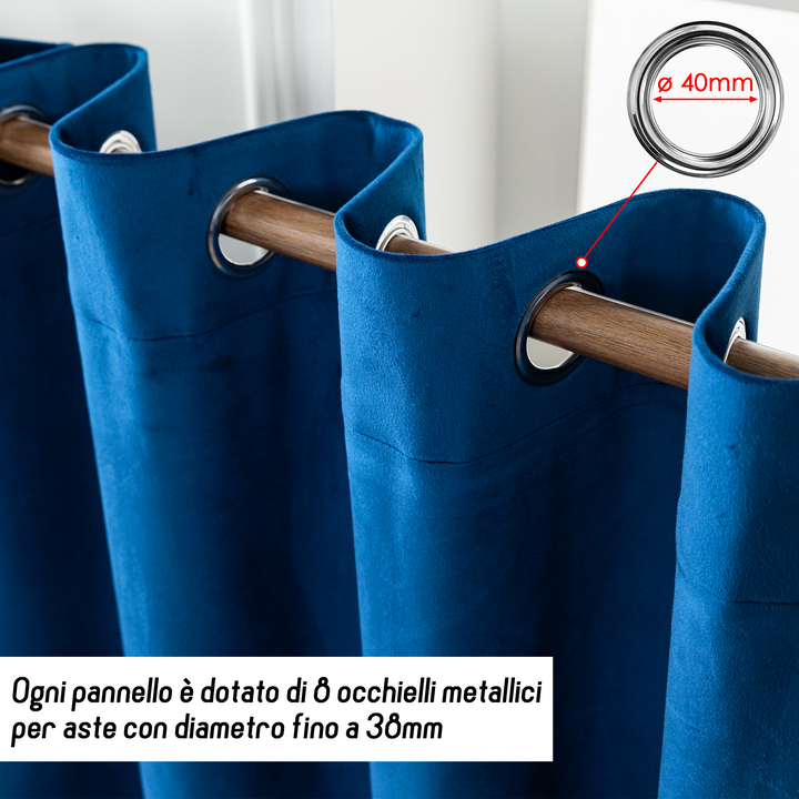 TENDA ADELAIDE OSCURANTE IN VELLUTO 1 PANNELLO 140X240CM BLU