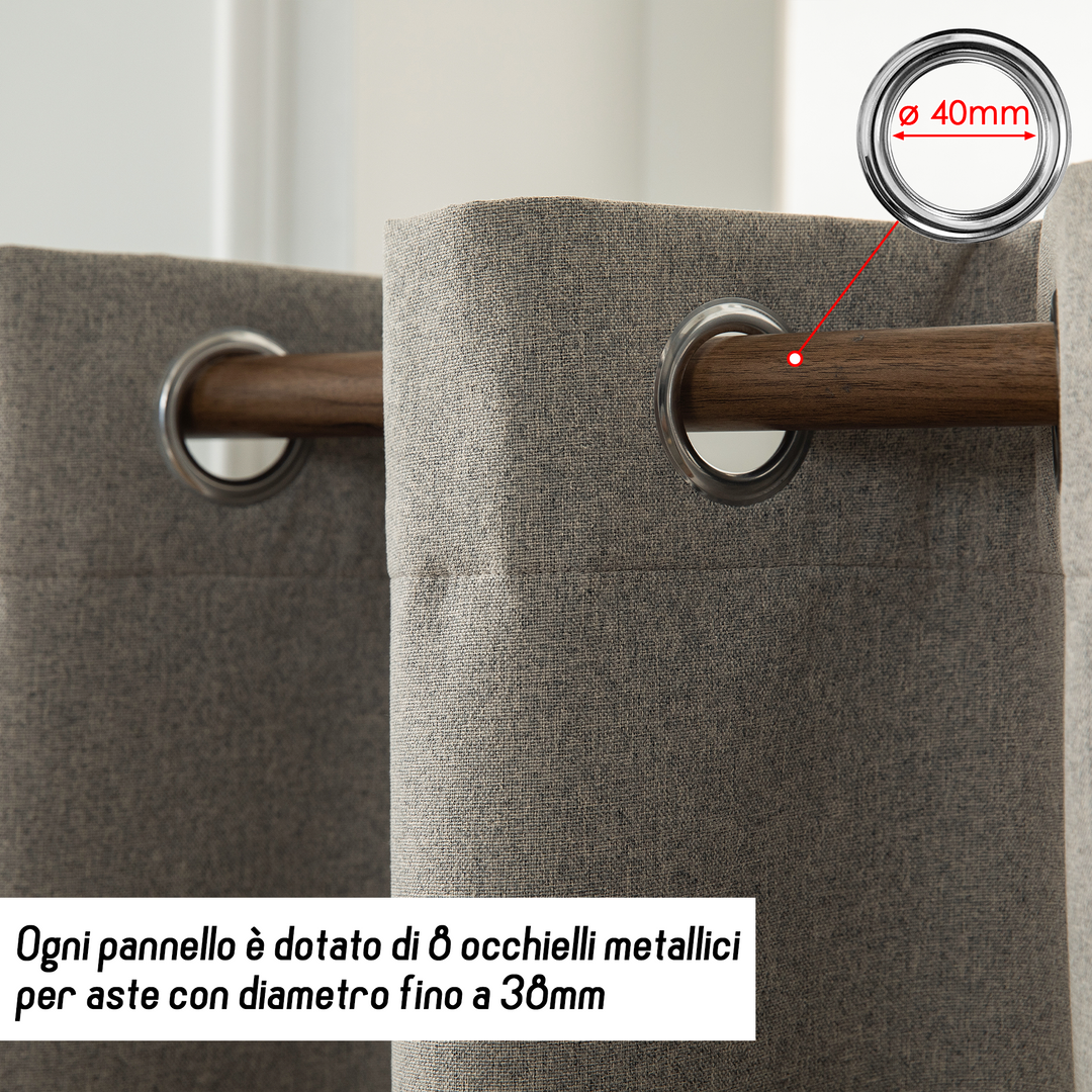 TENDA BARBADOS TOTALMENTE OSCURANTE 1 PANNELLO 140X300CM TORTORA