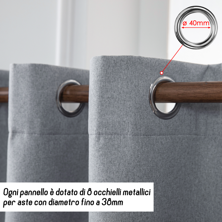 TENDA BARBADOS TOTALMENTE OSCURANTE 1 PANNELLO 140X280CM GRIGIO
