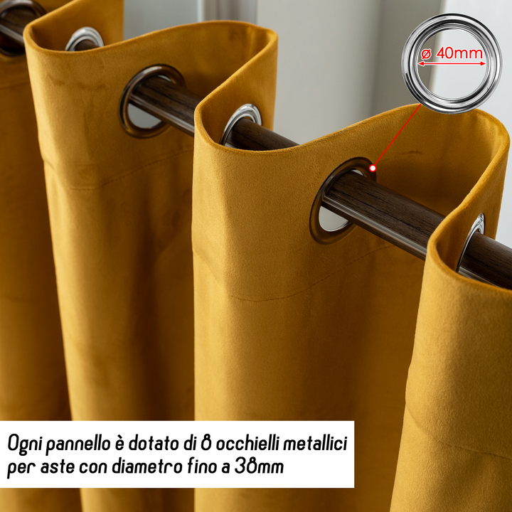 TENDA ADELAIDE OSCURANTE IN VELLUTO 1 PANNELLO 140X220CM AMBRA