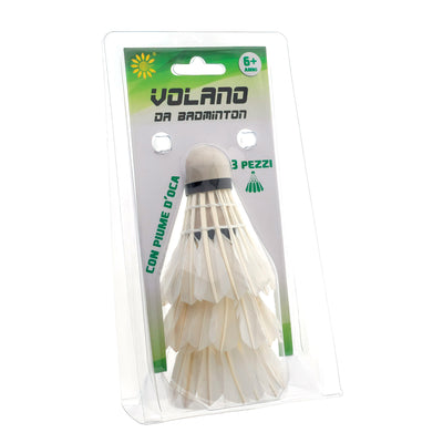 SET 3 VOLANI DA BADMINTON CON PIUME D'OCA