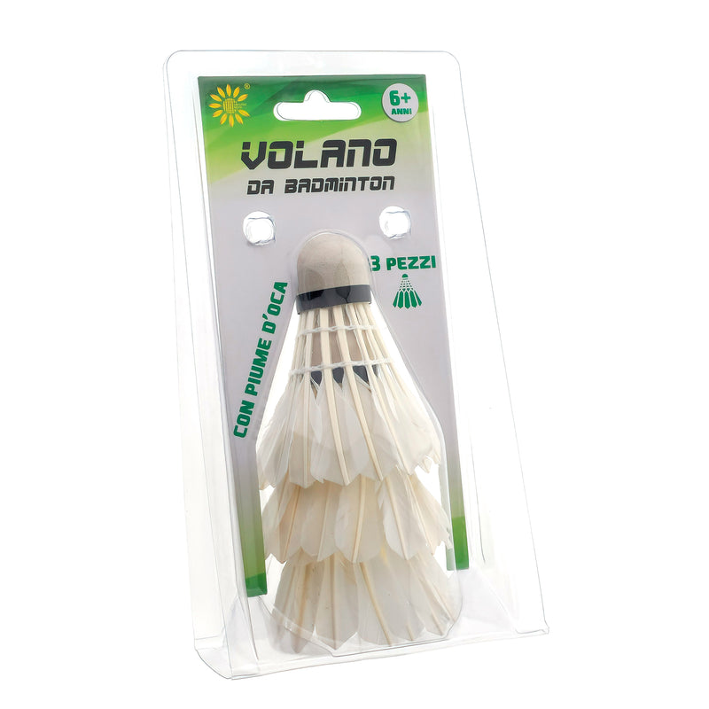 SET 3 VOLANI DA BADMINTON CON PIUME D&