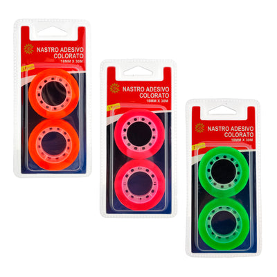 NASTRO ADESIVO TRASPARENTE FLUO 18MM 30 METRI 2 ROTOLI