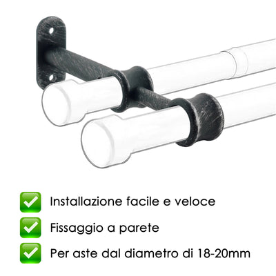 STAFFA DOPPIA 175MM 2PZ NERO E ARGENTO IN ALLUMINIO