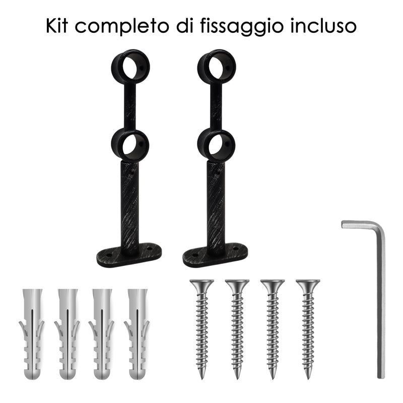 STAFFA DOPPIA 175MM 2PZ NERO E ARGENTO IN ALLUMINIO