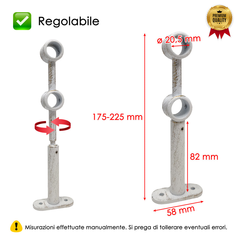 STAFFA DOPPIA 175MM 2PZ BIANCO E ORO IN ALLUMINIO