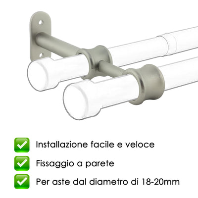 STAFFA DOPPIA 175MM 2PZ NICHEL SATINATO IN ALLUMINIO