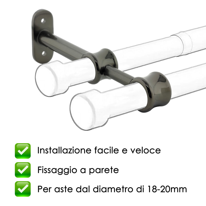 STAFFA DOPPIA 175MM 2PZ NICHEL NERO IN ALLUMINIO