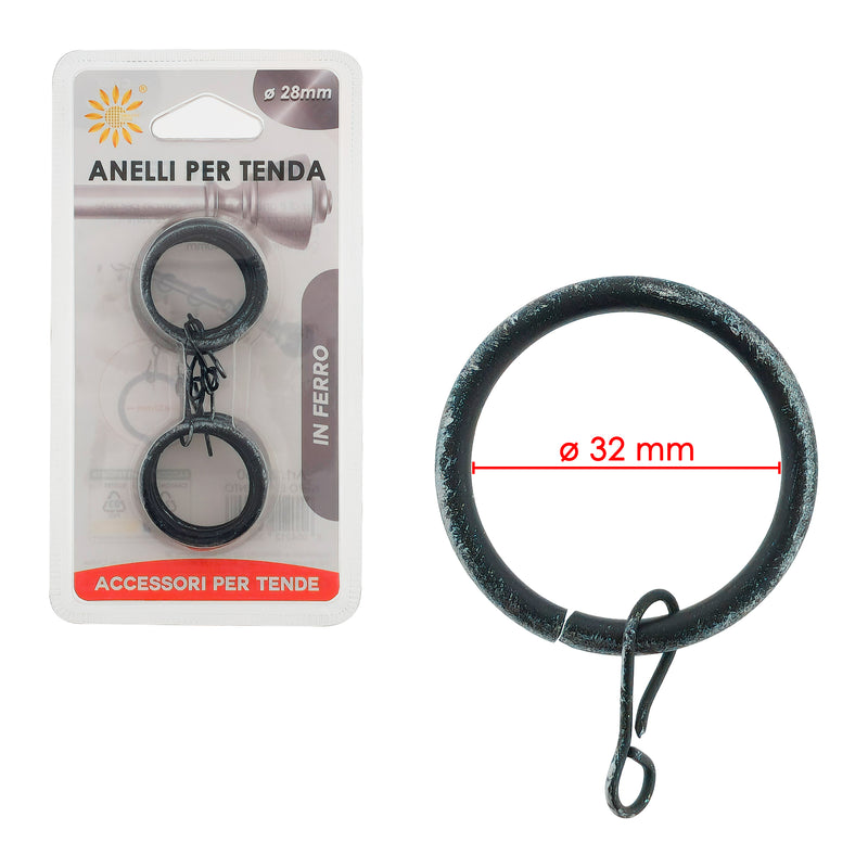 ANELLI TENDA Ø40MM 8PZ NERO E ARGENTO