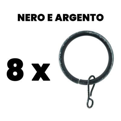 ANELLI TENDA Ø40MM 8PZ NERO E ARGENTO