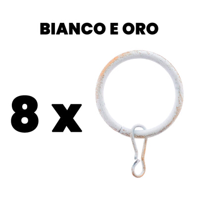 ANELLI TENDA Ø40MM 8PZ BIANCO E ORO